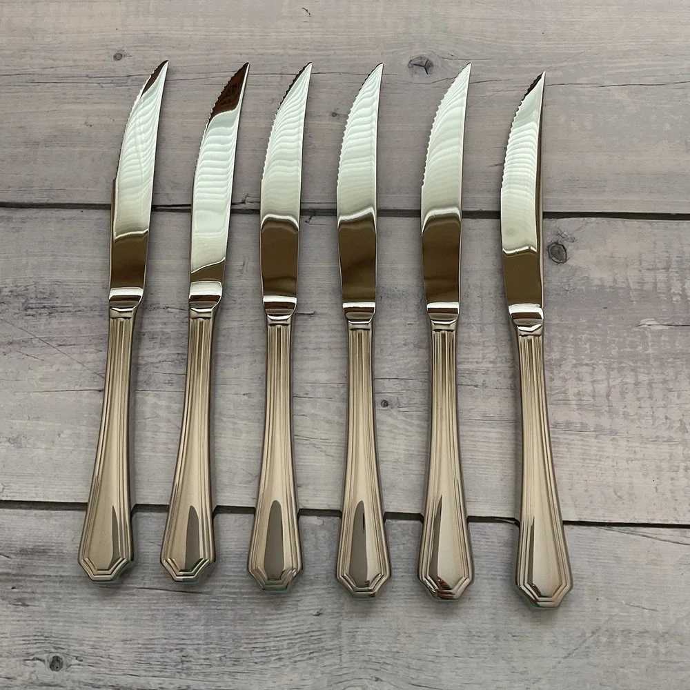 Wallace ARLINGTON Steak Knives Set Of 6 Stainless Steel Flatware #3